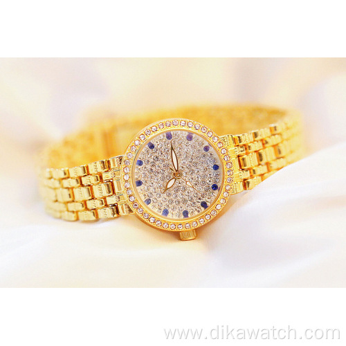 New Diamond Watches For Women BS 1598 Luxury Gold Ladies Wristwatch Relogio Feminino Full Diamond Bracelet Rhinestones Watch